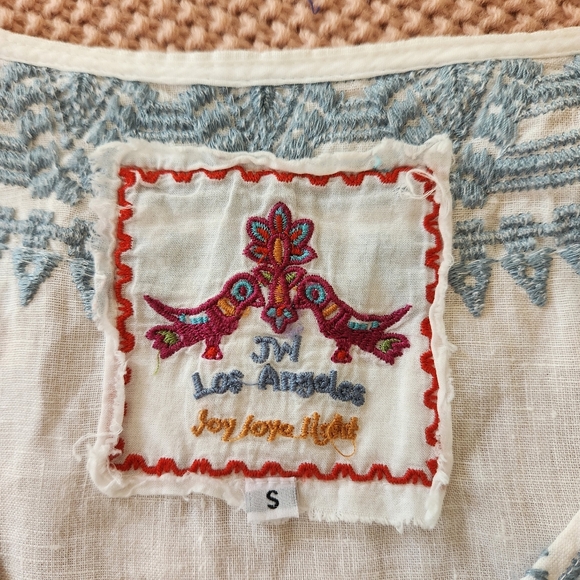 JOHNNY WAS LINEN EMBROIDERED LINED DRESS - Picture 7 of 9